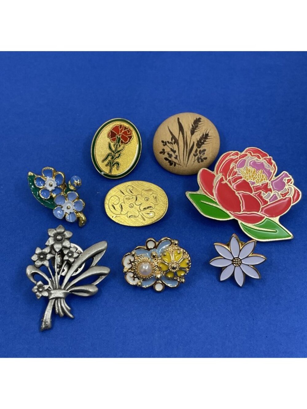 Vtg Lot Of 8 Flowers Pin And Brooch Mixed Floral Bundle